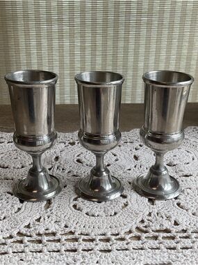 Vintage Pewter Cordial Glasses- Set of 3